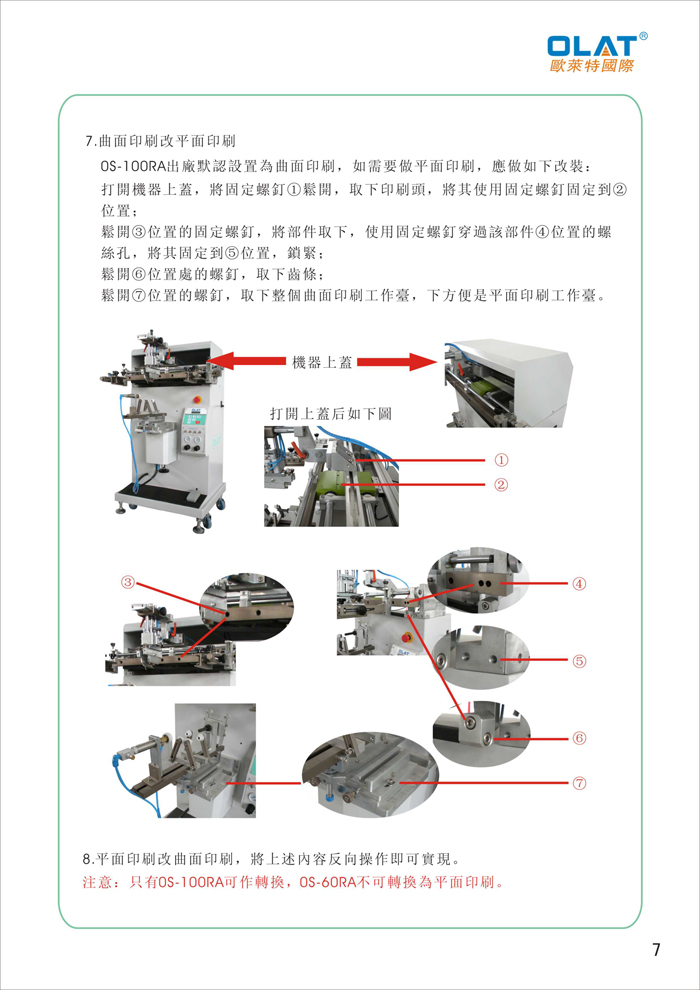 OLAT歐萊特曲面網印機系列操作手冊